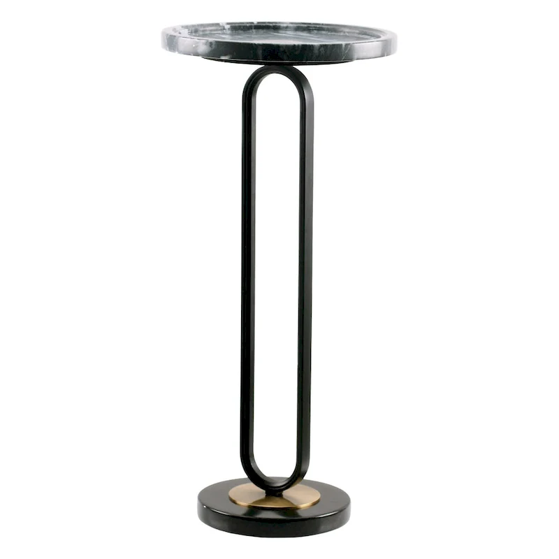 12 Grey Round Marble Metal Marble Pedestal End Table