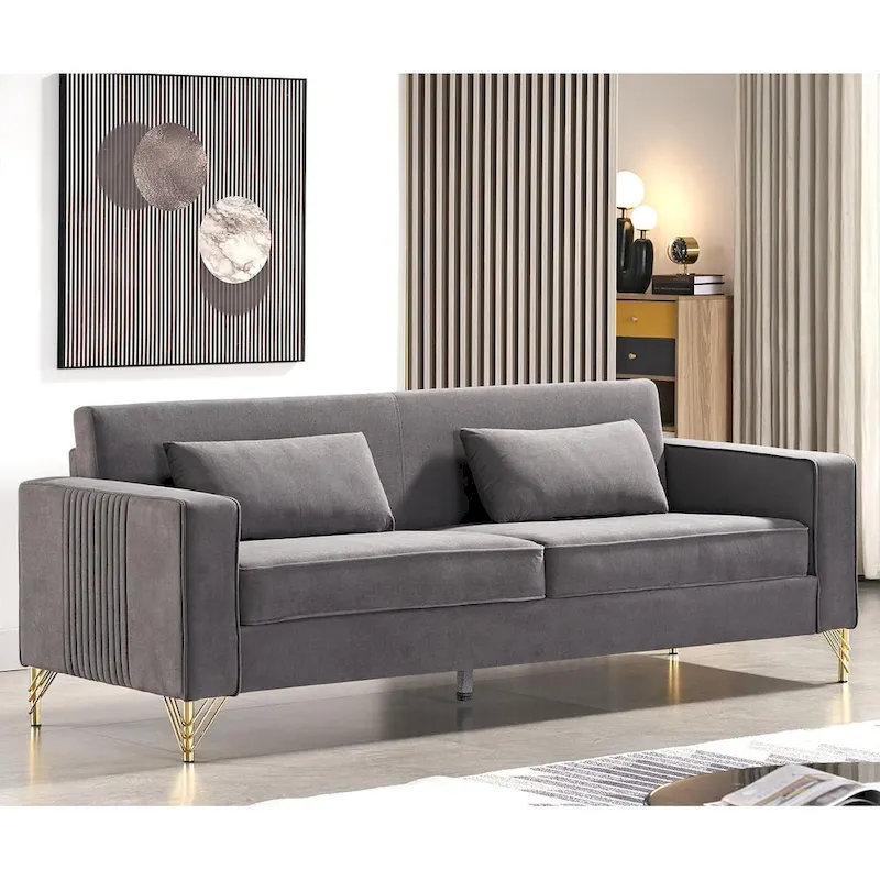 Modern Velvet Upholstered Living Room Sofa
