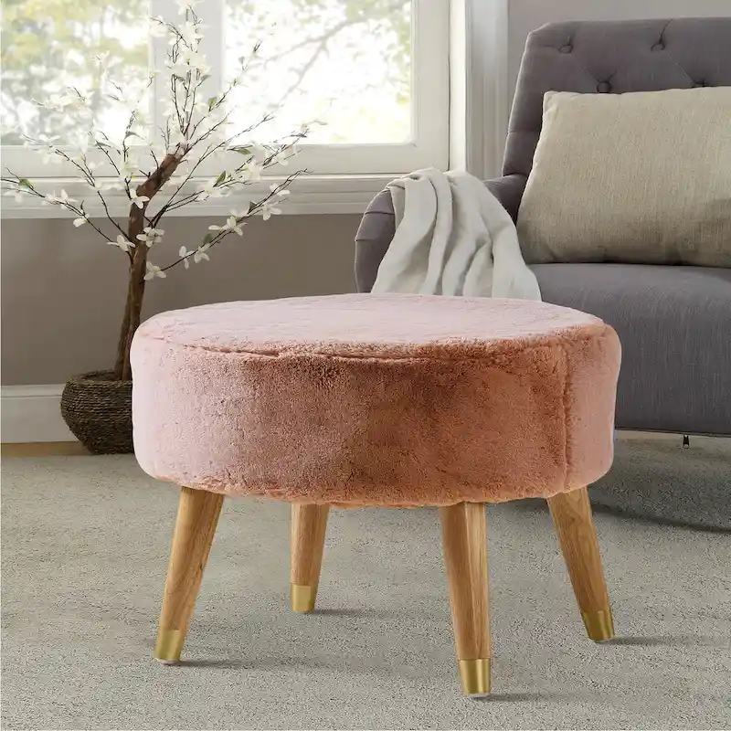 Serenta Heavy FauxFur Oval Ottoman