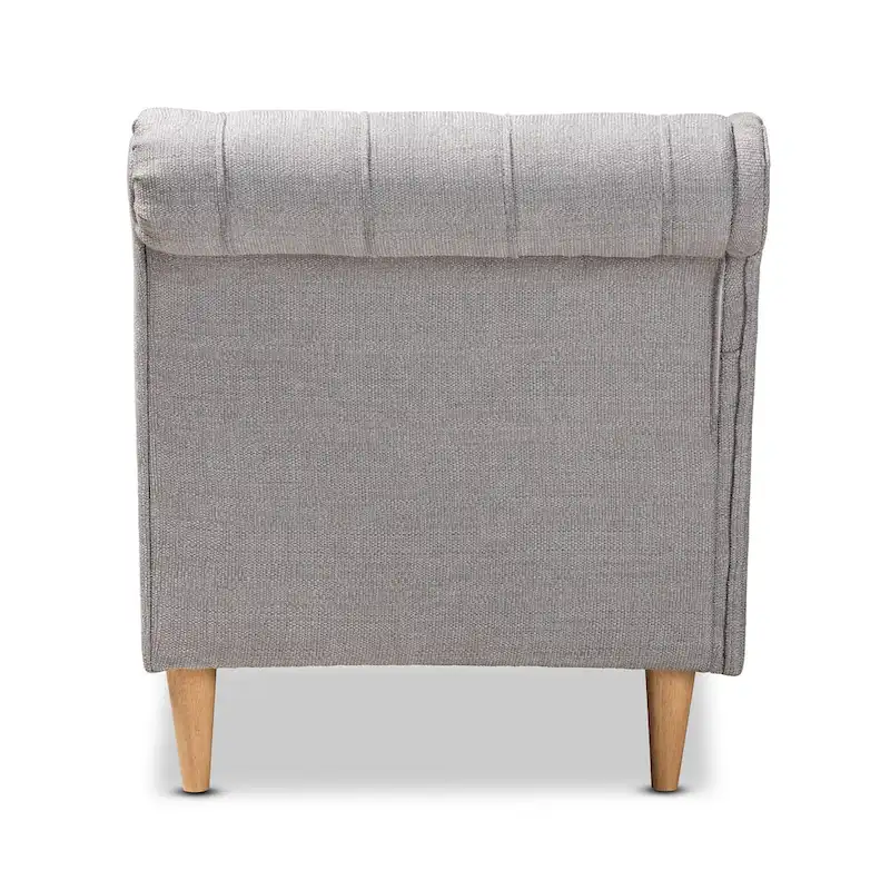 Baxton Studio Emeline Fabric Upholstered Oak Finished Wood Chaise Lounge