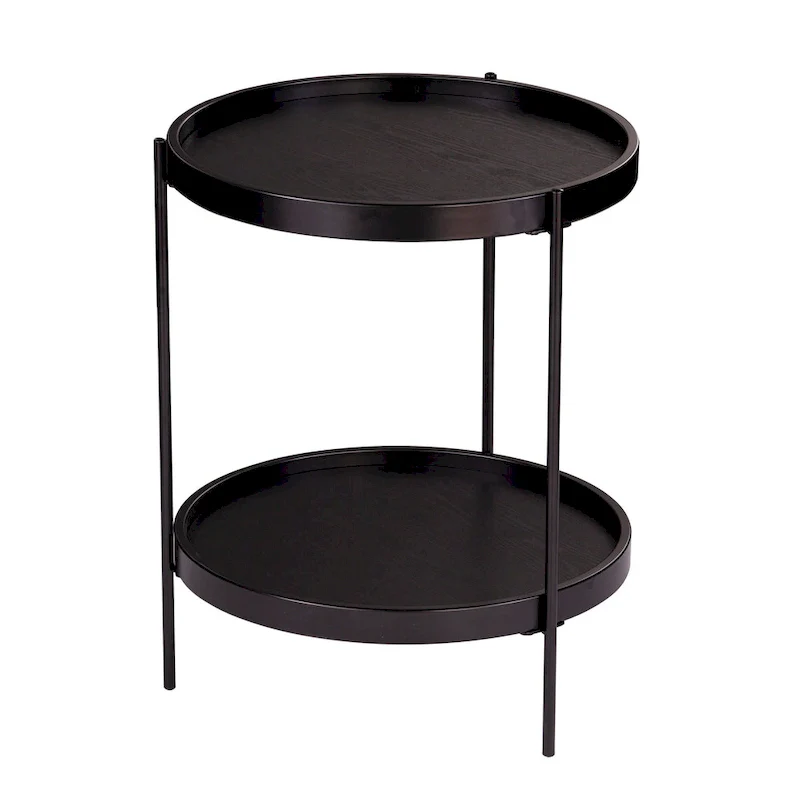 SEI Furniture Vaquero Round Modern Style w/ Shelf Wood Side Table