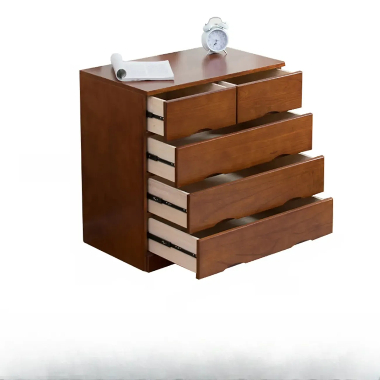 Natural Wood Double Dresser with Lockable Drawer