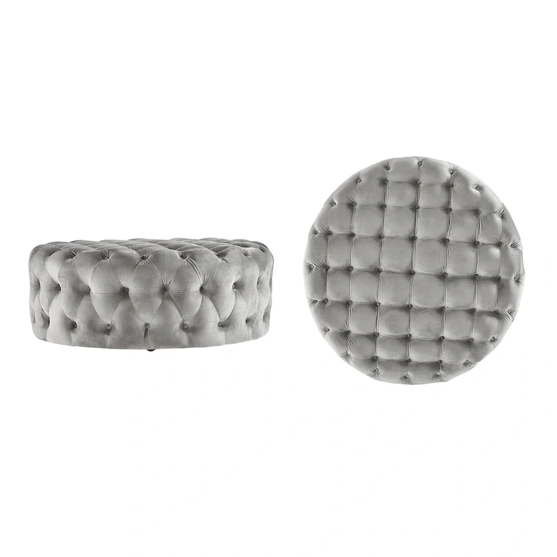 Gdansk Round Tufted Ottoman with Casters