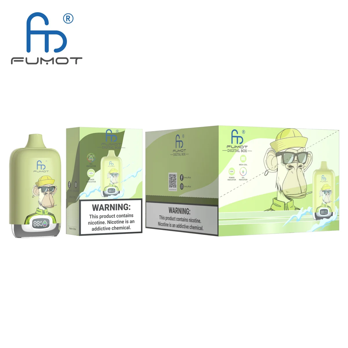 Fumot Digital Box 12000 Kiwi Passion Fruit Guava – 10er-Displaybox mit Einweg-Vape und Einzelpackung
