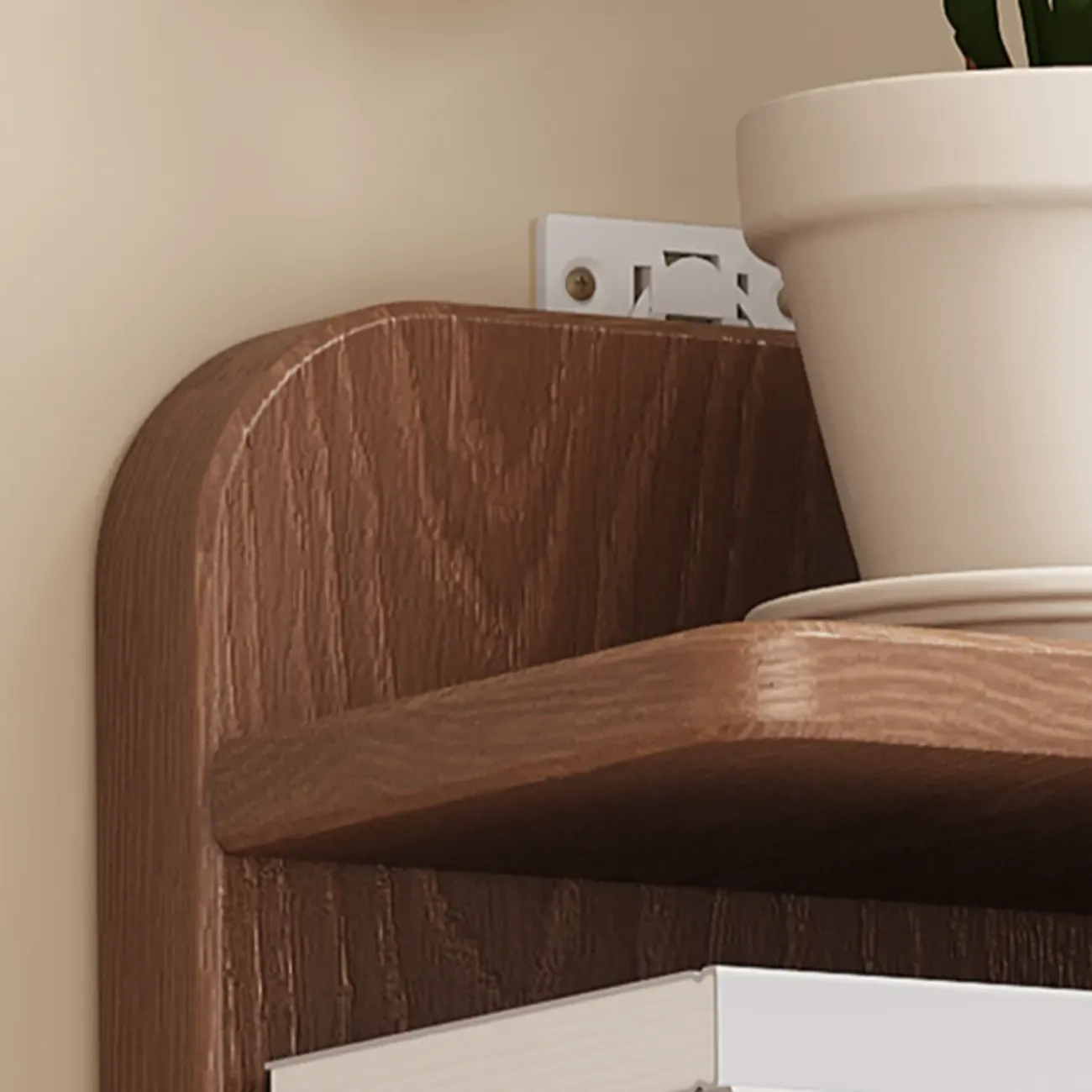 Narrow Wooden Multi-Shelf Closed Back Ladder Bookshelf