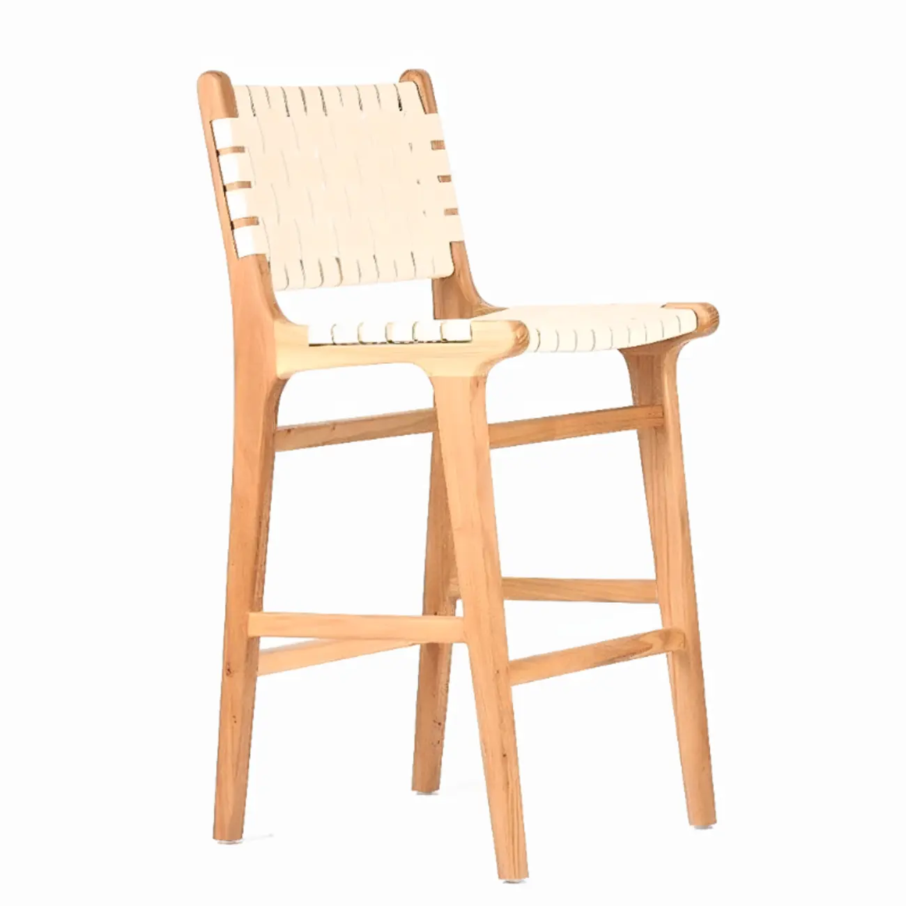 Modern Square Rattan Seat Counter Height Stools with Back