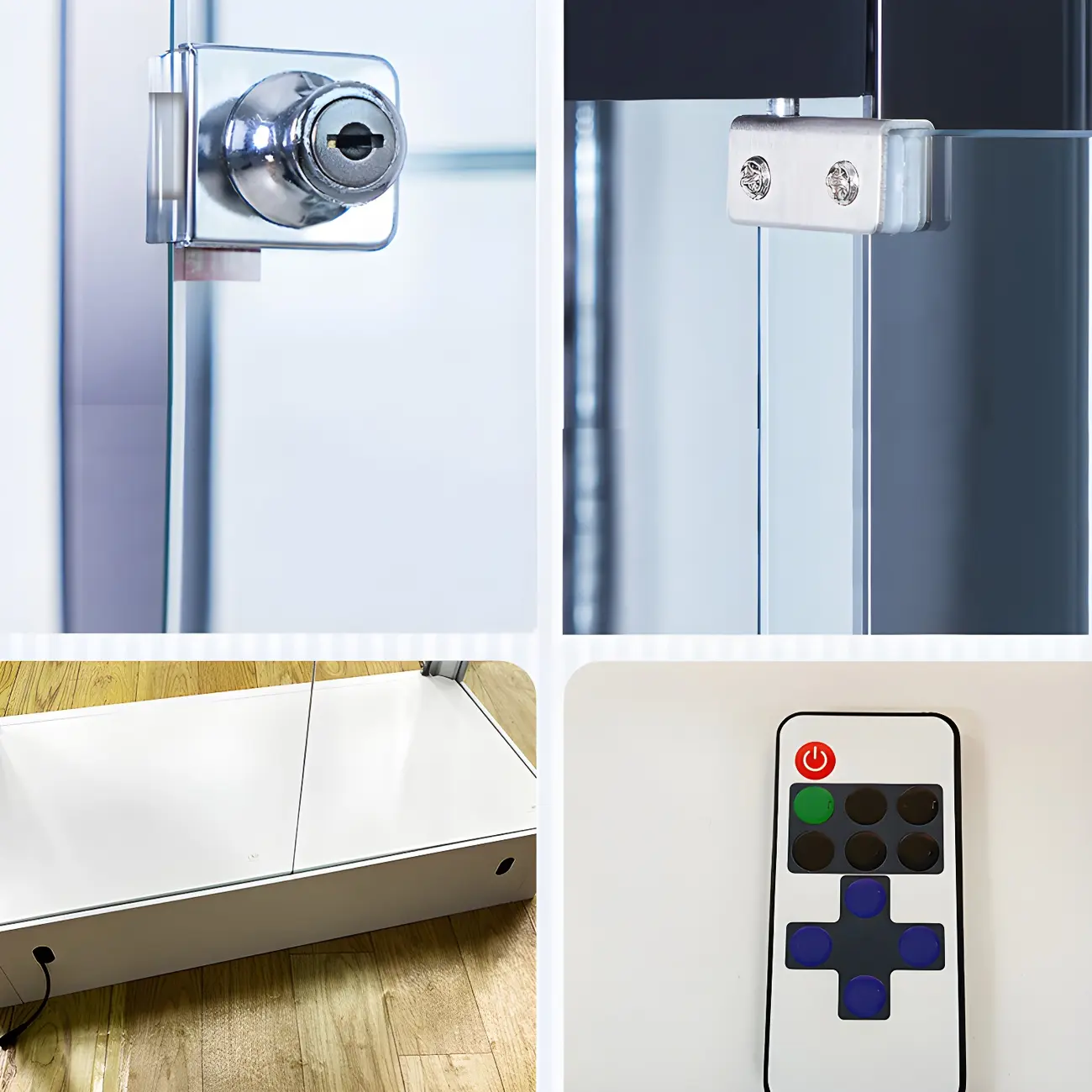 Adjustable Shelves White Glass Locking Curio Cabinet