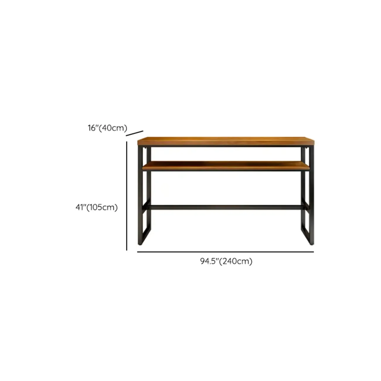Modern Brown Wooden Metal Sled Shelf Bar Tables with Footrest