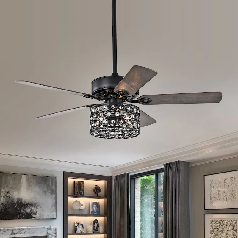 Annacaey Matte Black 52 inch 5 Blade Ceiling Fan