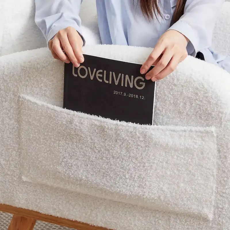 Modern Accent High Backrest Living Room Lounge Arm Rocking Chair, Two Side Pocket