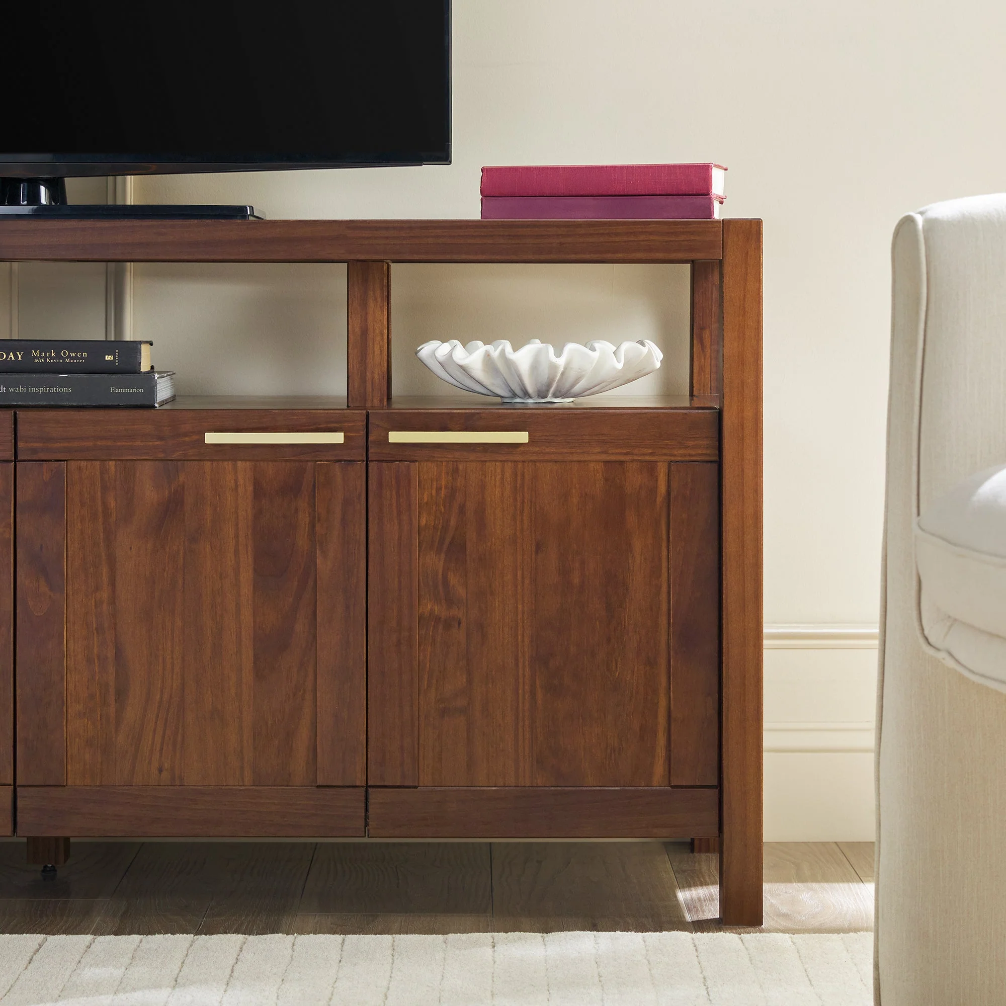 Isla Modern TV Stand with Glass Top