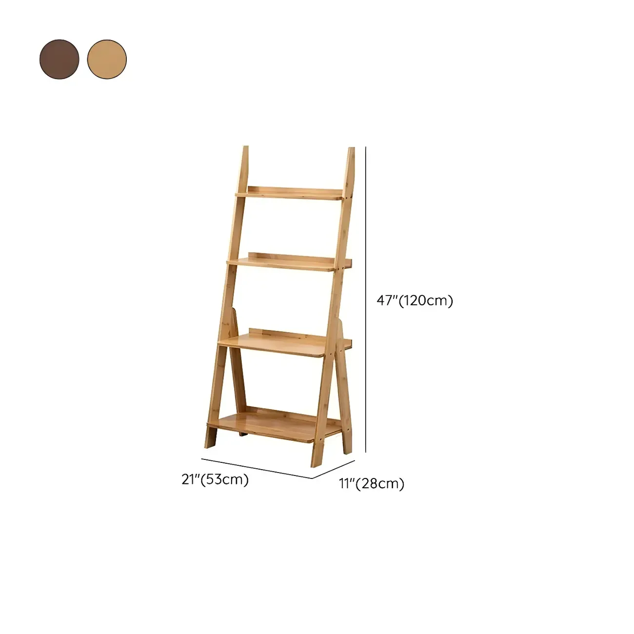 Solid Wood 5-Tier Open Back Ladder Bookshelf