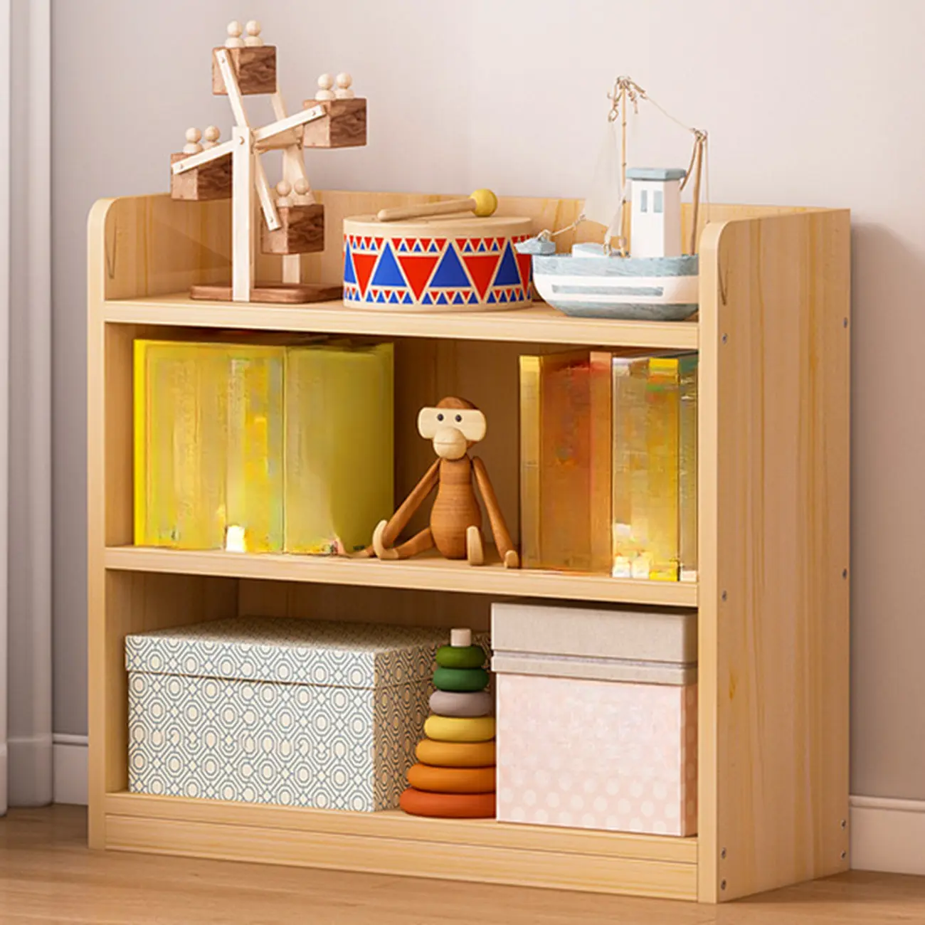 Solid Wood 5-Tier Display Open Shelving Unit Bookcase