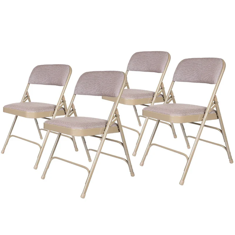 Hampden Furnishings Bernadine Collection Fabric Triple Brace Folding Chair, Pack of 4