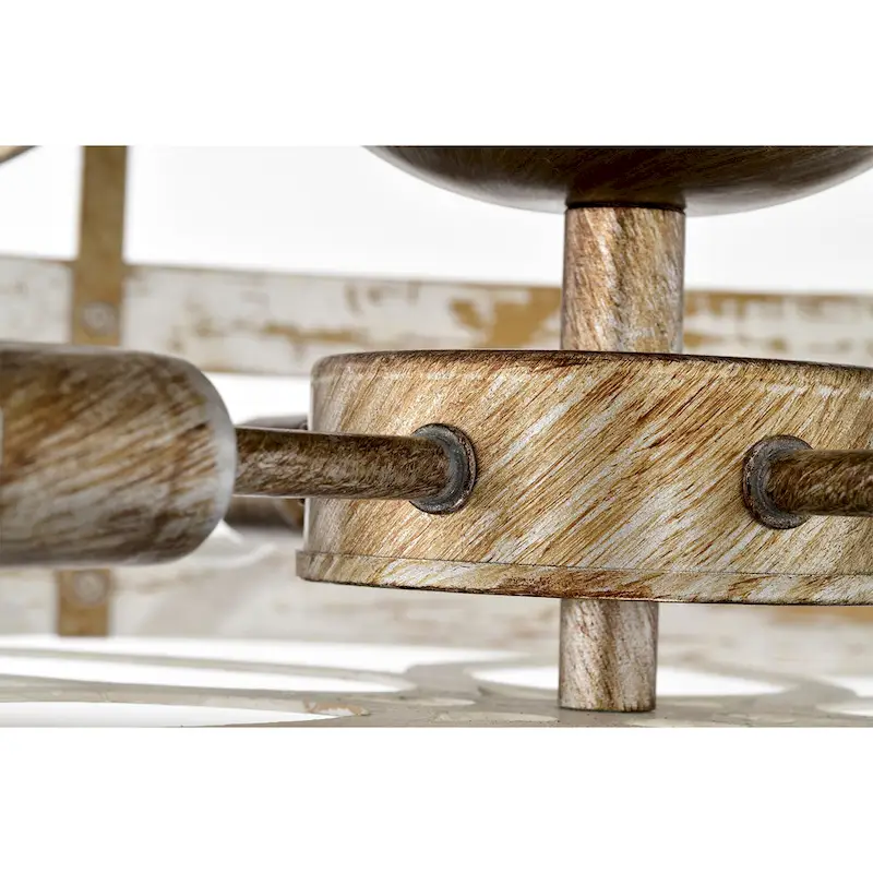 Ketill 24-inch Antique Silver and Weathered White 6 Lights 3 Blades Lighted Ceiling Fan with Remote