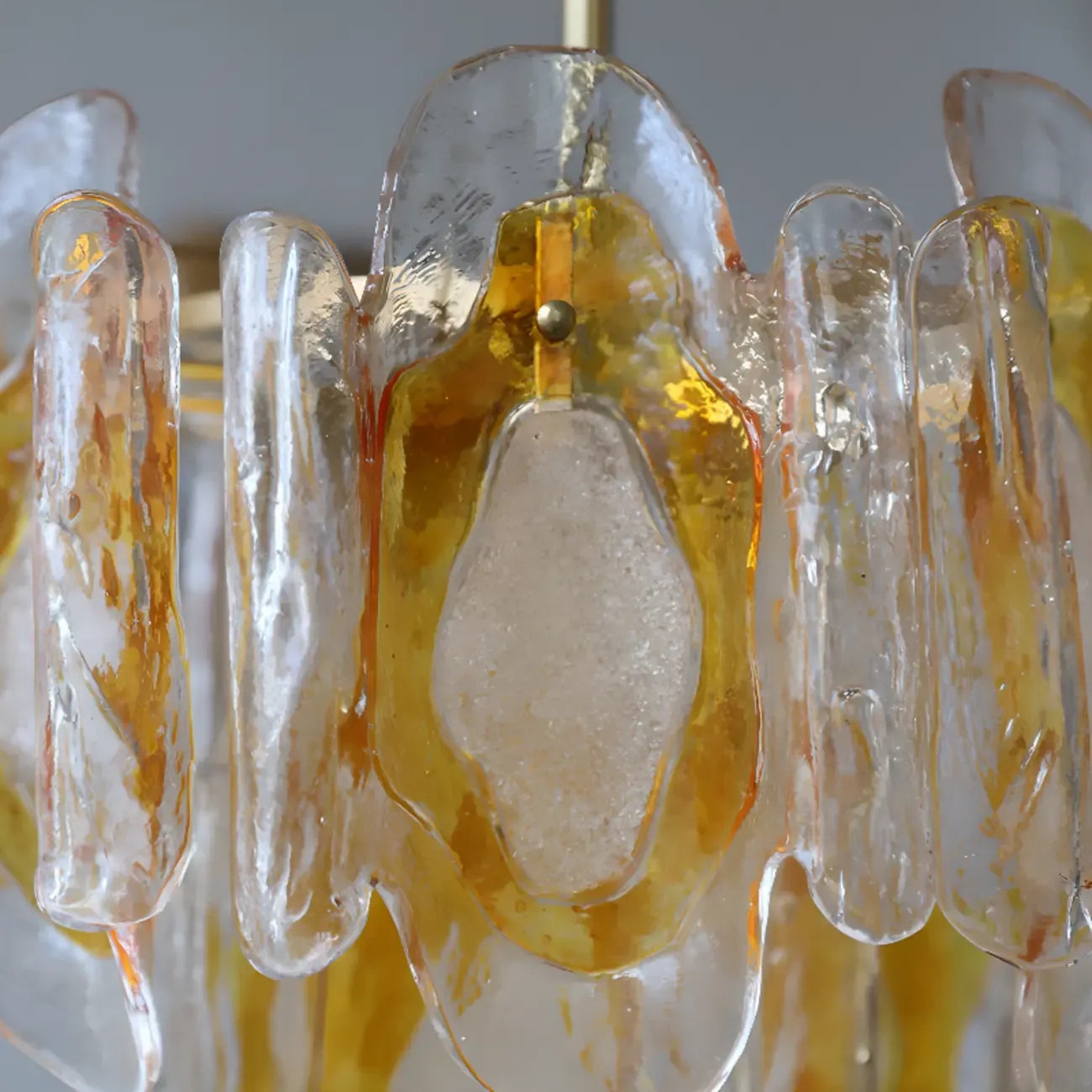 Gold Crystal Glass Flower Modern Linear Chandelier