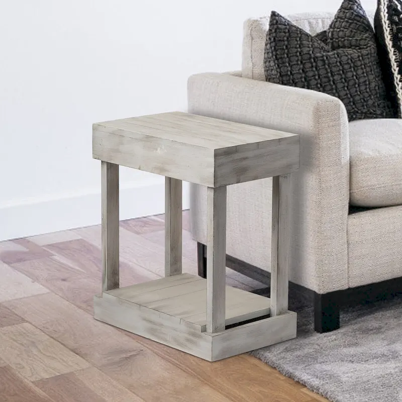 Rustic Farmhouse Solid Wood Accent End Table Sofa Side Table - 11 W x 26 H