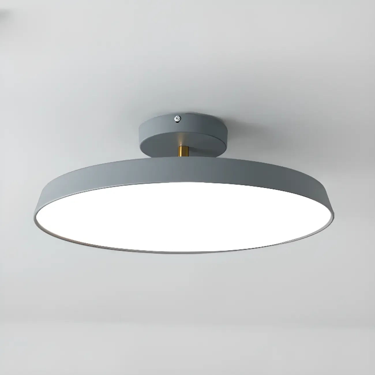 Modern Grey Round Dimmable Semi Flush LED Ceiling Light