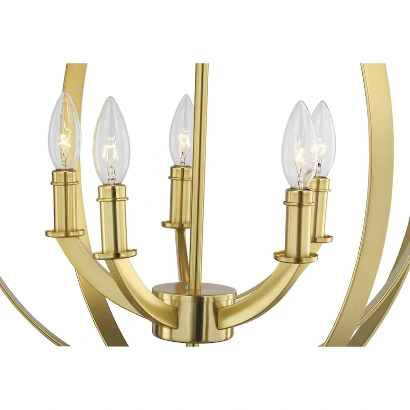 Equinox Collection Satin Brass Five-Light Sphere Pendant - 26.180  x 24.410  x 12.200