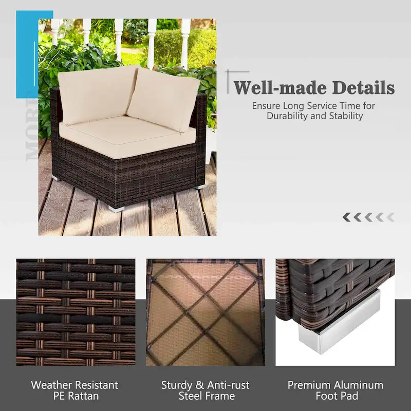 Costway 7PCS Patio Rattan Furniture Set 30 Fire Pit Table Cover - See Details
