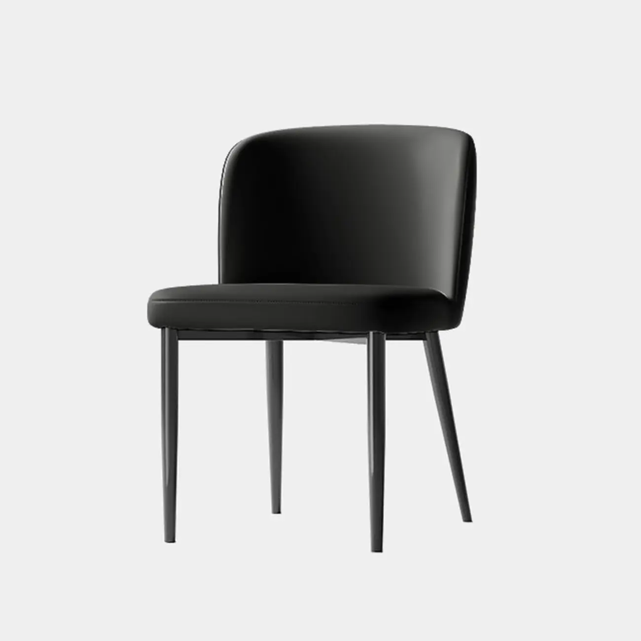 Modern Armless Leather Dining Chair with Black Alloy Legs