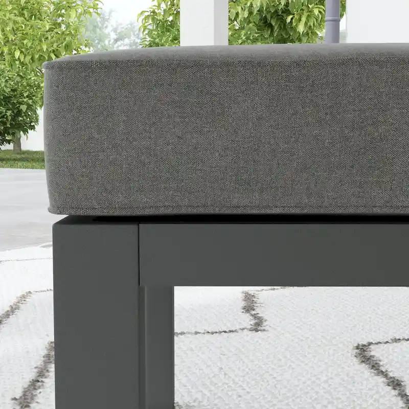 Grayton Gray Aluminum Ottoman - 26 x 18 x 21