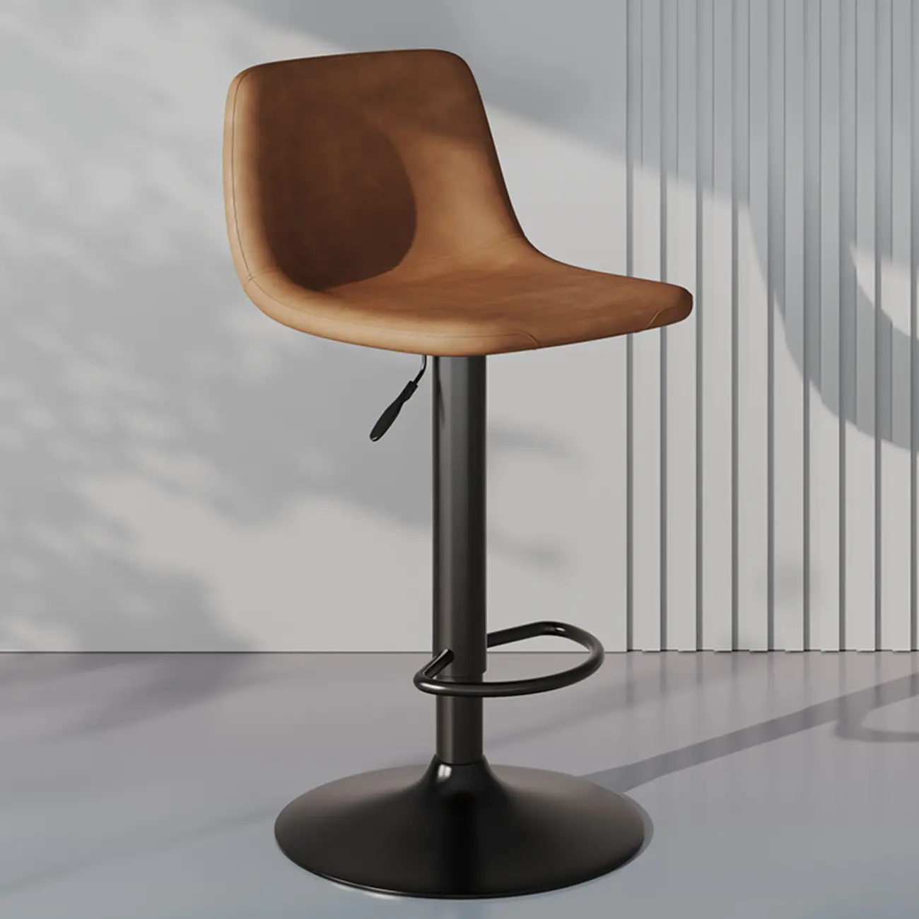 Modern Leather Swivel Bar Stool Adjustable Height