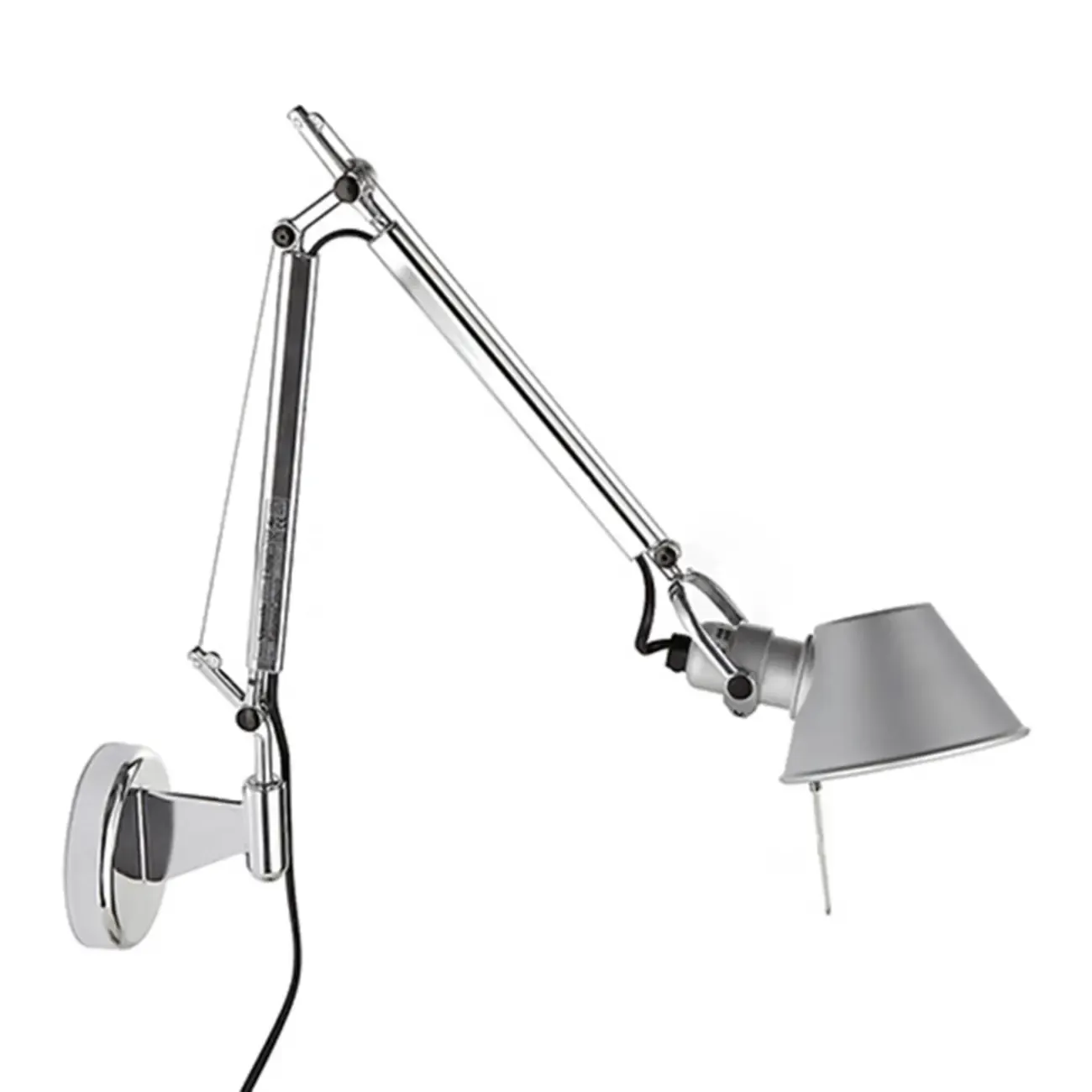 Industrial Silver Aluminum Adjustable Swing Arm Wall Light