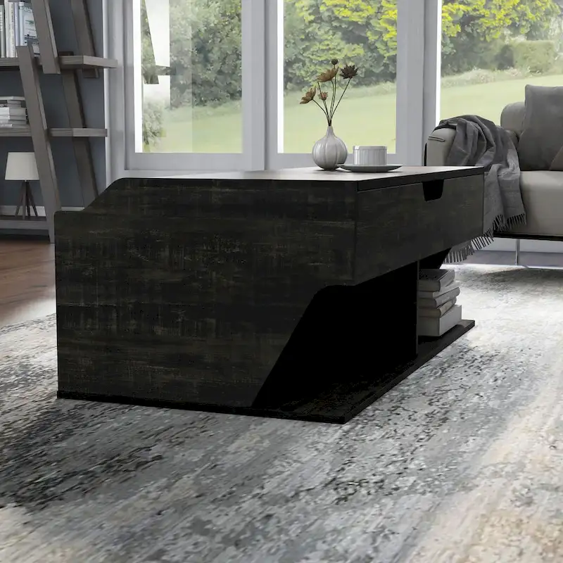DH BASIC Transitional Black Oak 44-inch Lift-top Coffee Table by Denhour