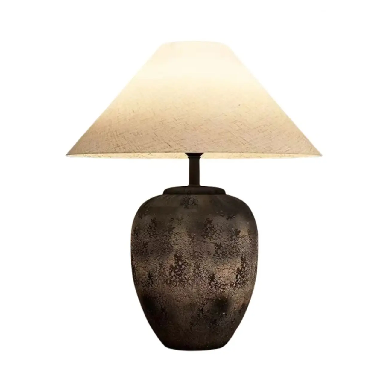 Ceramic Table Lamp with Cone Fabric Shade, LED Compatible