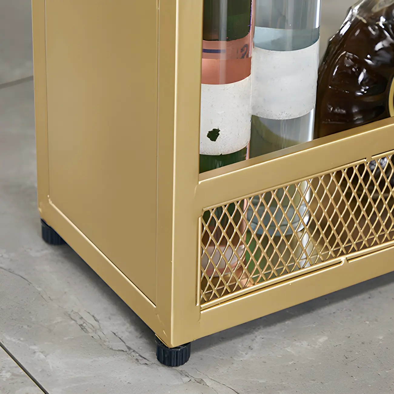 Glam Gold Wood Top Metal Shelf Bar Tables