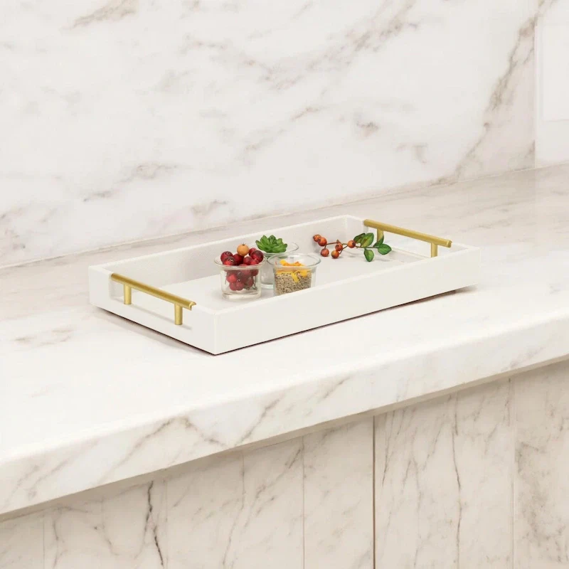 Lusan Faux Shagreen Tray with Handles