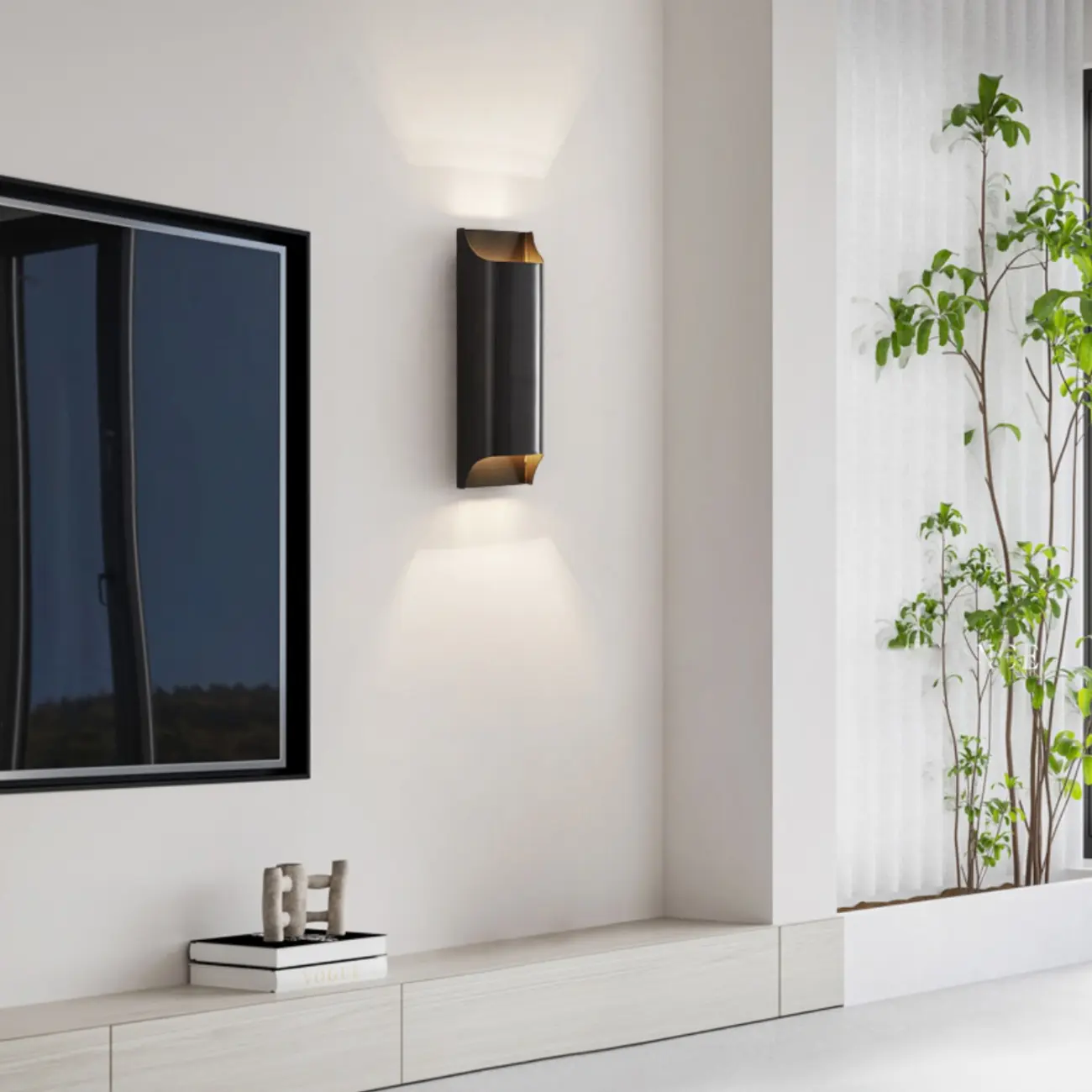 2-Light Copper LED Wall Lamp in Gold/Black Finish