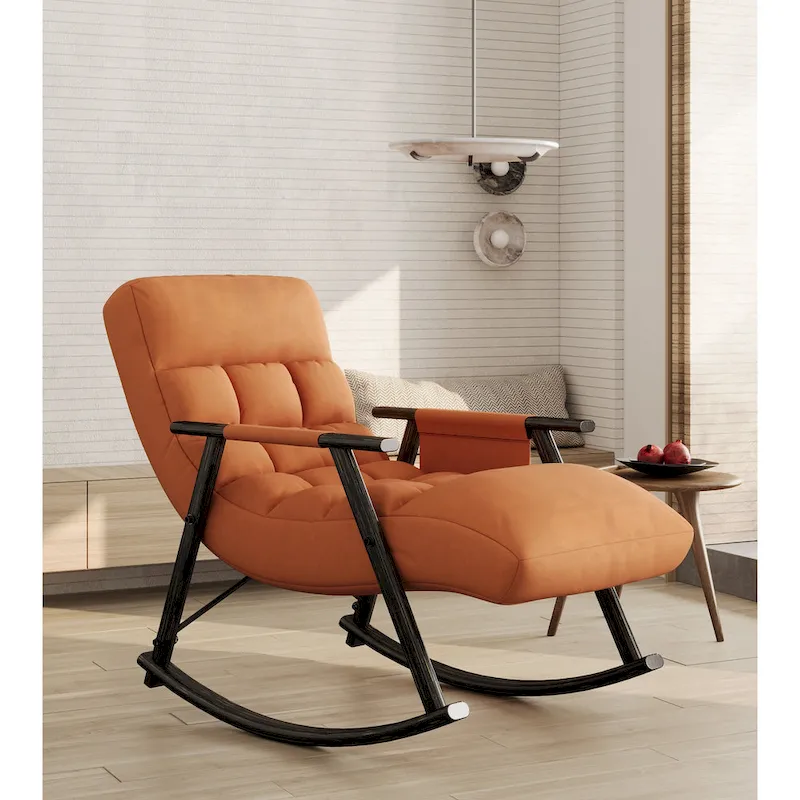 Velvet Rocking Chair With Foot Rest