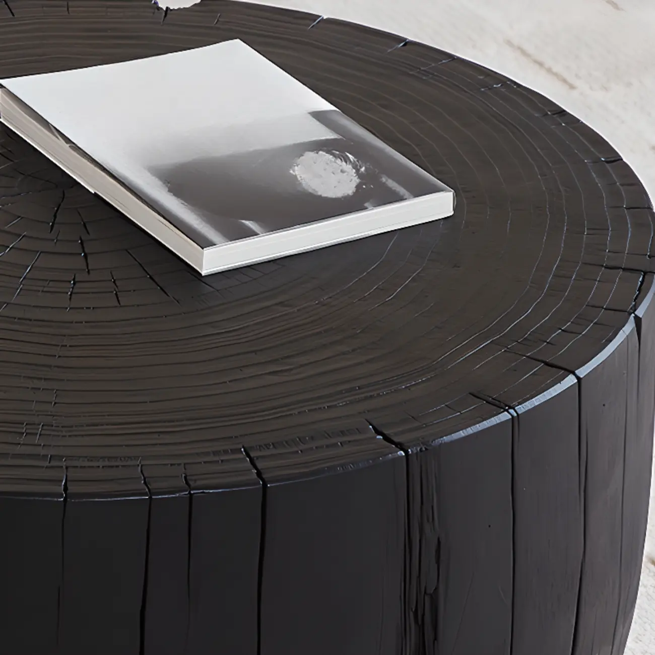 Rustic Solid Wooden Round Coffee Table with Natural Finish