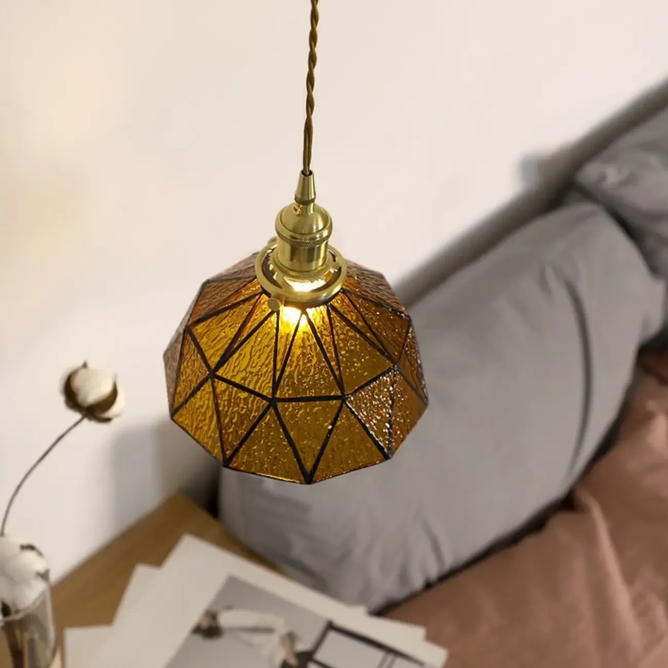 Modern Geometric Glass LED Hanging Pendant Light