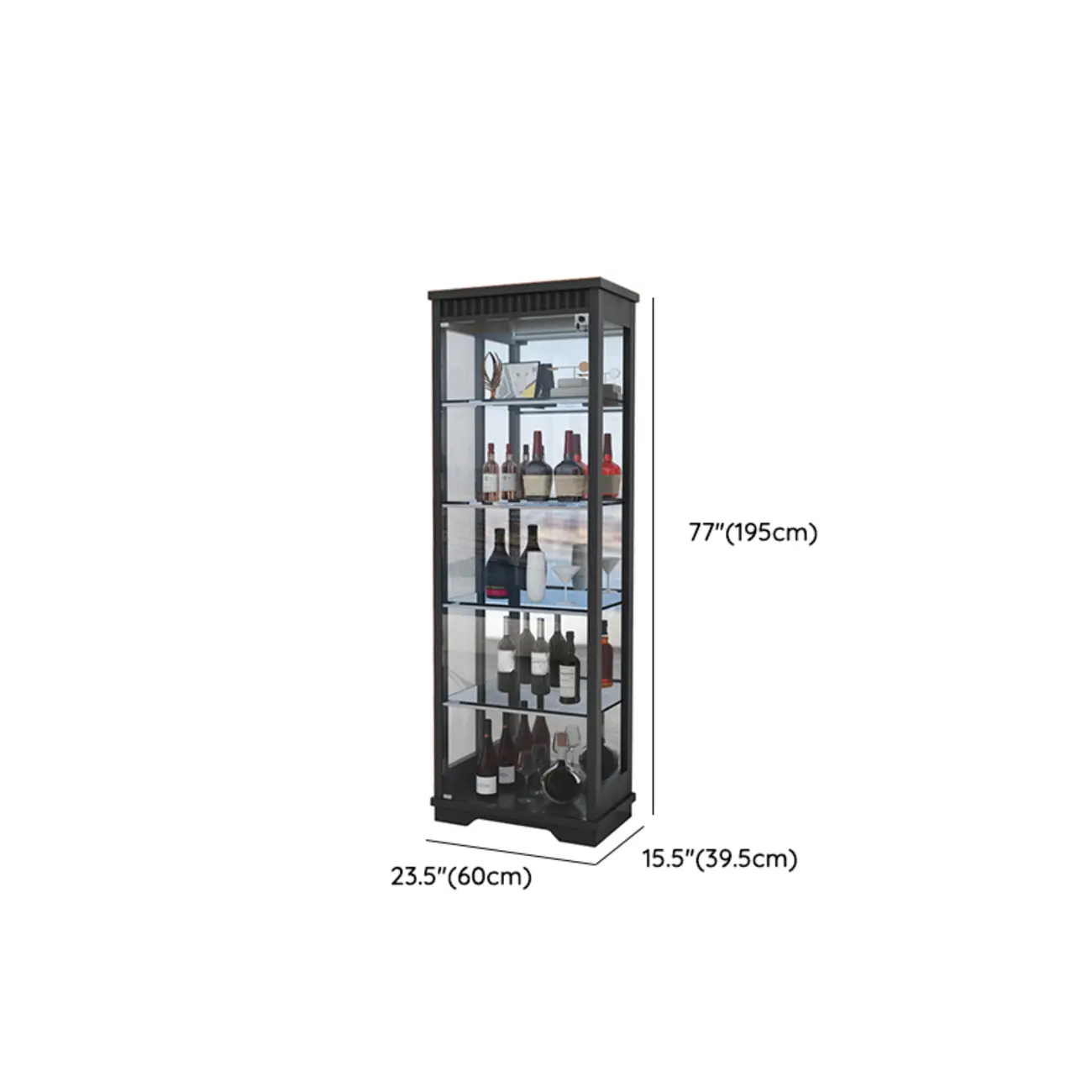 Modern Natural Wood Wine Rack with Glass Shelf