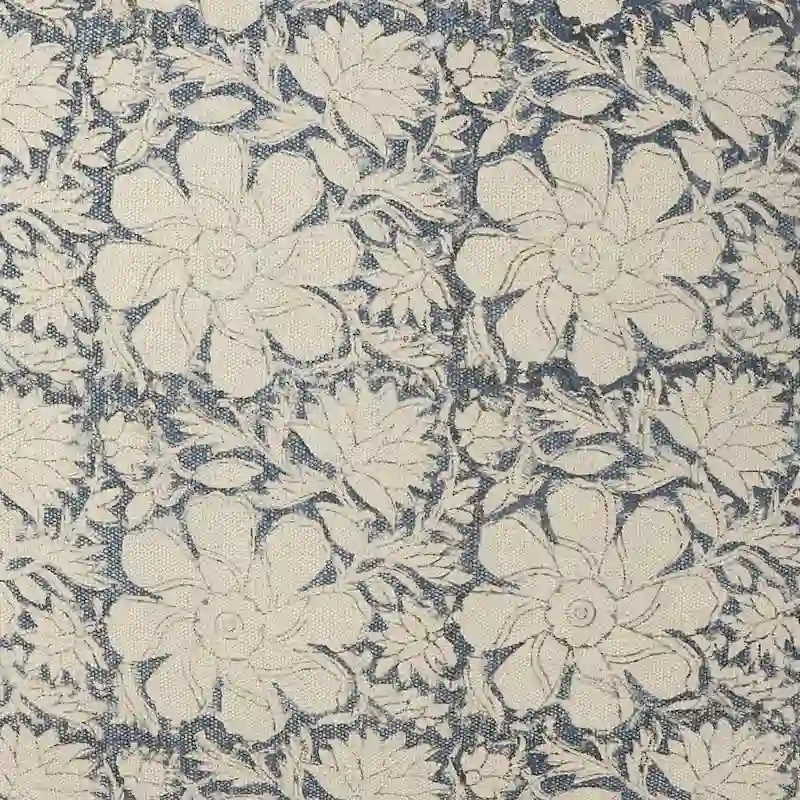 20 Navy Blue and White Floral Handmade Square Pouf Ottoman