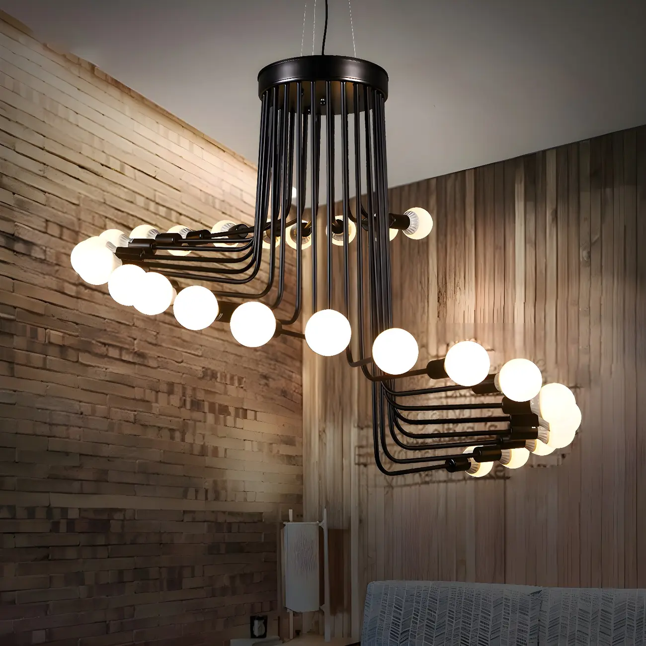 Black Modern Glass Linear Chandelier Light