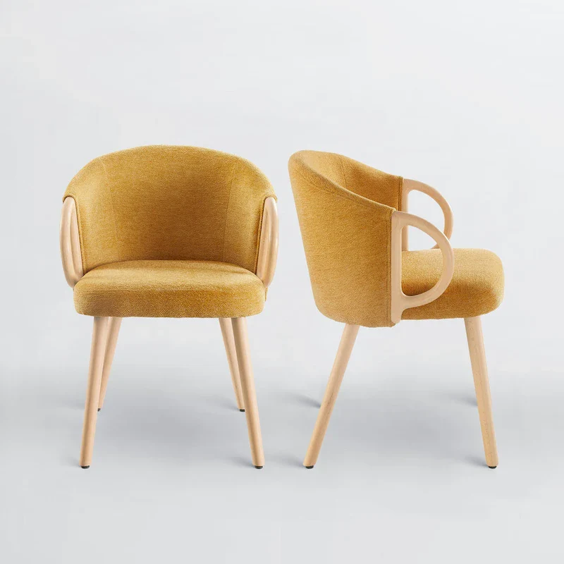 Art Leon Modern Fabric Accent Dining Wood Chair (Set of 2)