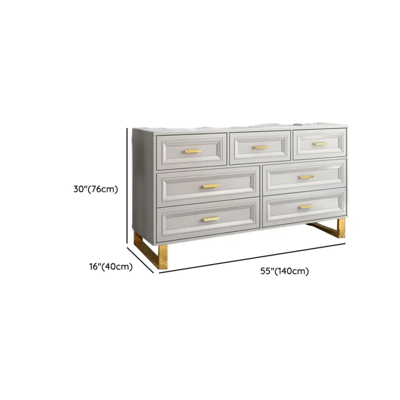 Glam Grey Wooden Combo Dresser with 7-Drawers