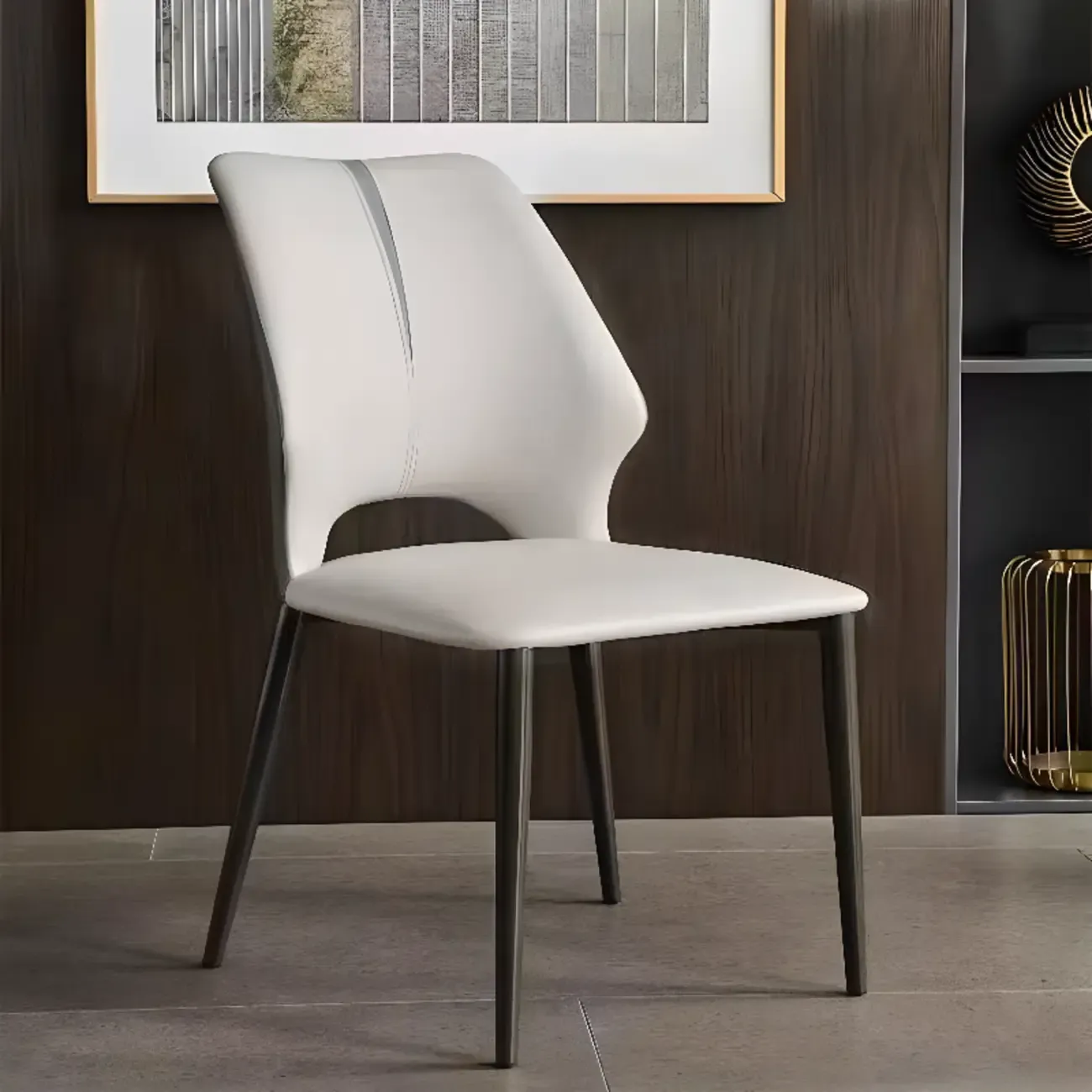 Modern Faux Leather Open Back Armless Dining Chair