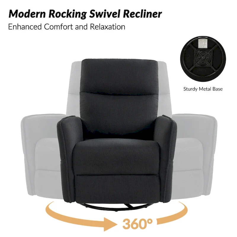 Curtis Rocker Swivel Recliner with Two Side Pockets by HULALA HOME