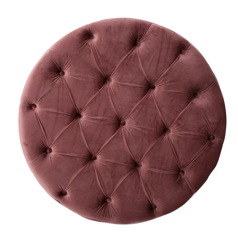Zelfa Modern Glam Tufted Velvet Round Ottoman by Christopher Knight Home