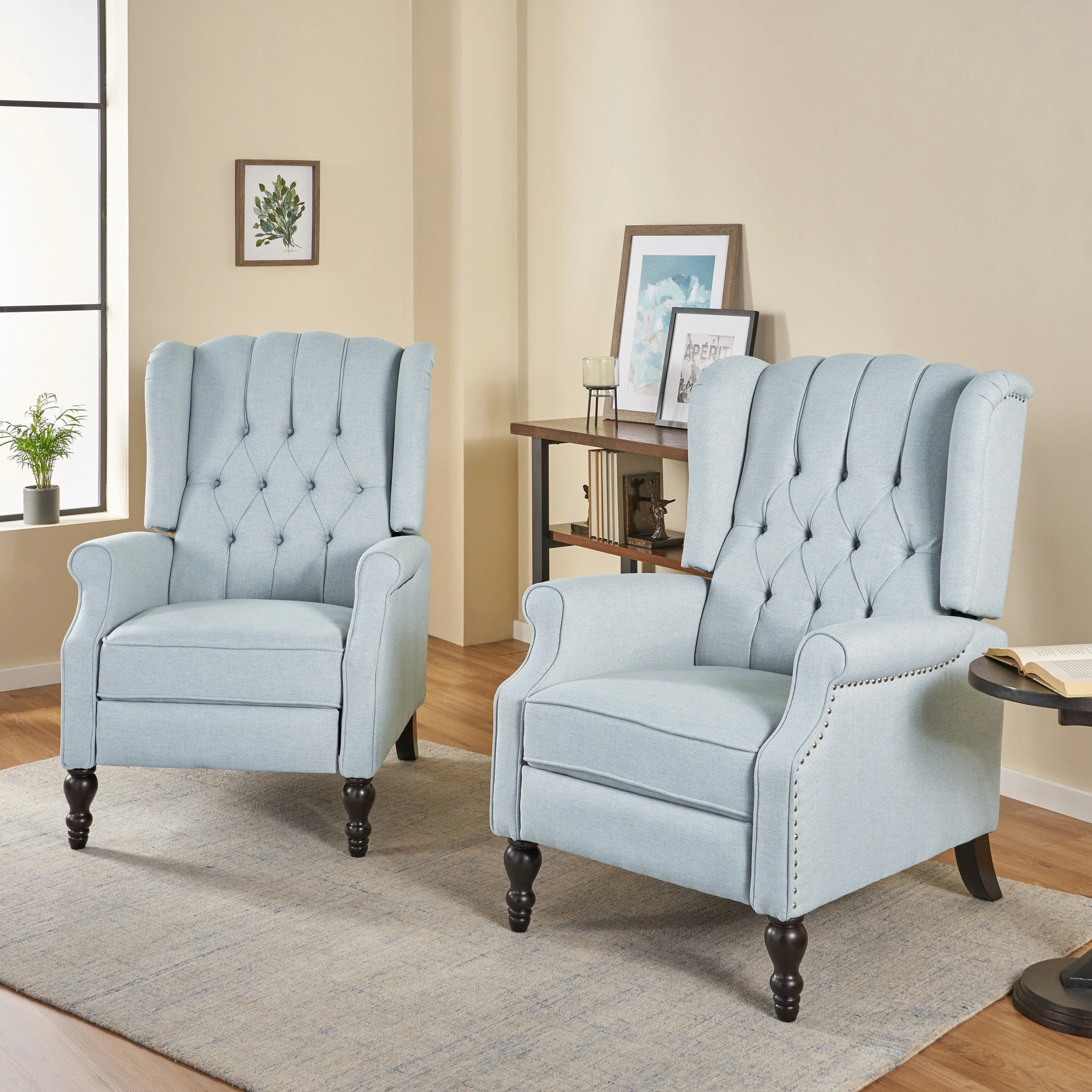 Walter Tufted Fabric Recliners (Set of 2) by Christopher Knight Home