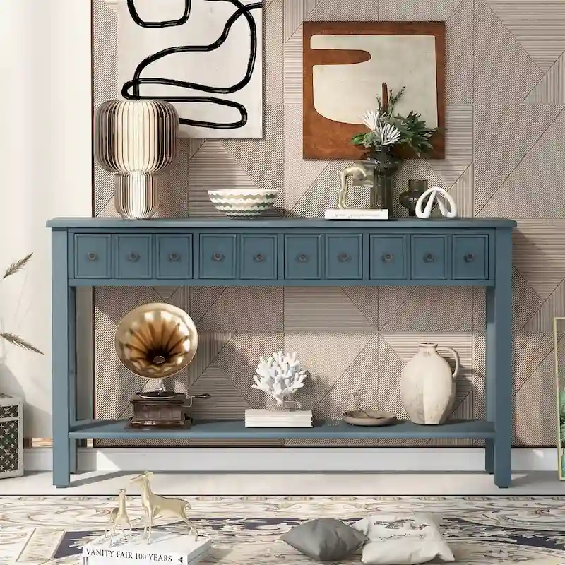 Harper & Bright Designs Rustic 4-drawers Long Entryway Console Table