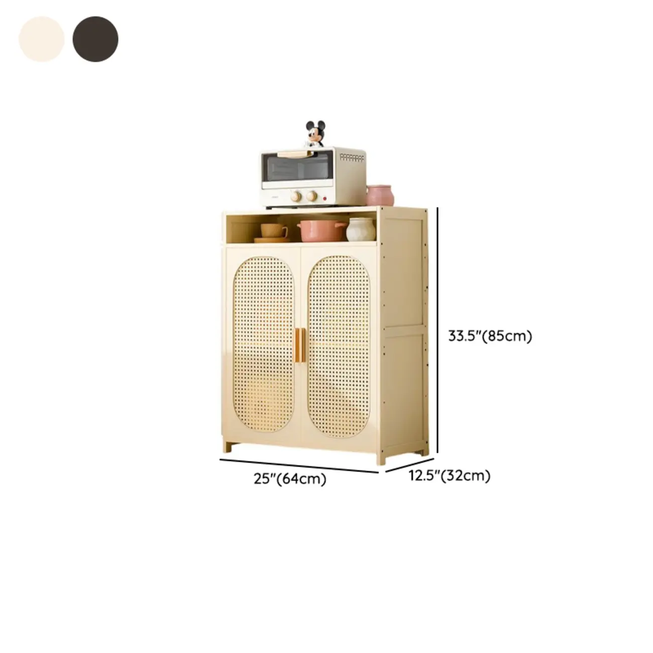 Narrow Rectangular Rattan Bamboo Sideboard with Open Shelf