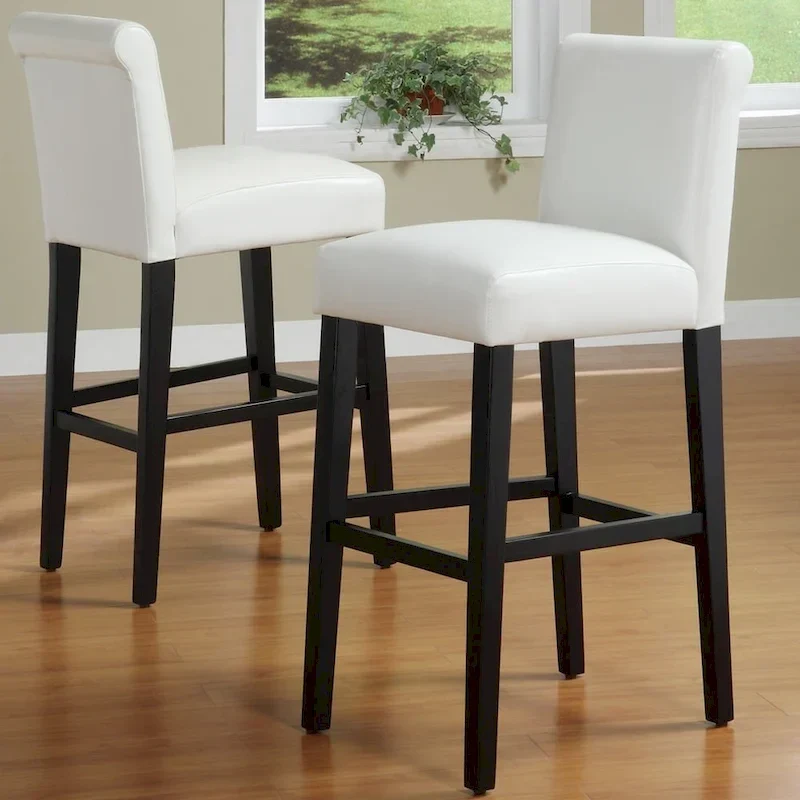 Bennett White Faux Leather 29-inch High Back Bar Stools (Set of 2) by iNSPIRE Q Bold