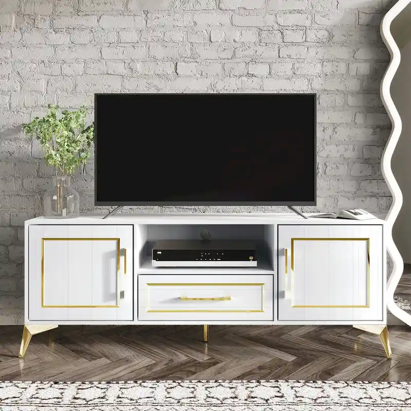 CraftPorch Contemporary TV Stand Console In White - n/a
