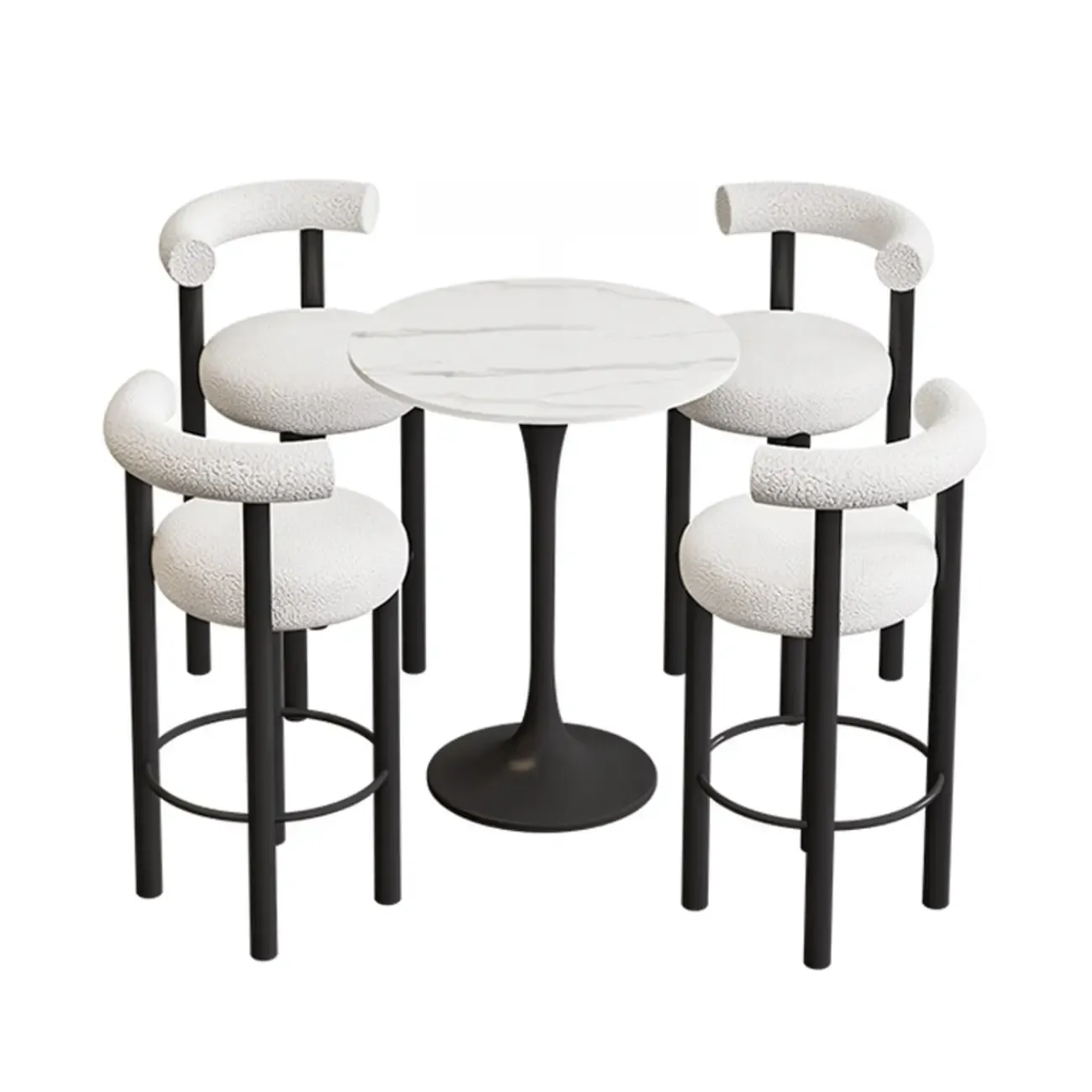 Modern Black Round Upholstered Bar Stool